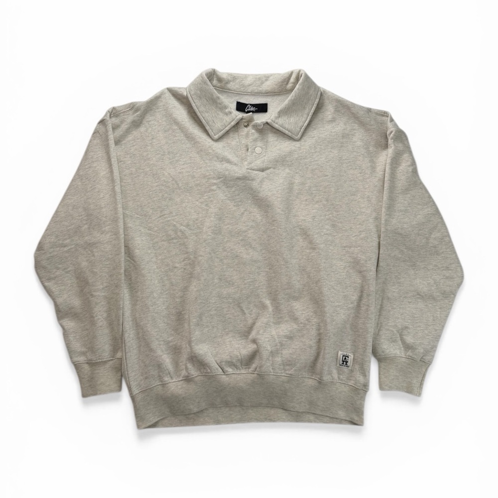 Men's Polo Collar Sweatshirt in Light Heather Gray